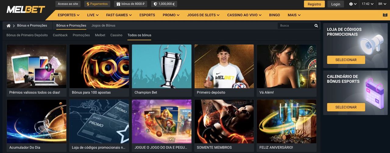 Promoções e bónus na MelBet