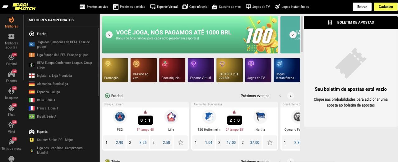 Linha de apostas PariMatch