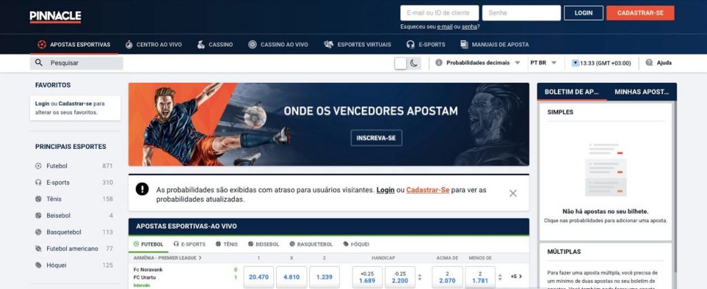 Design do site da Pinnacle