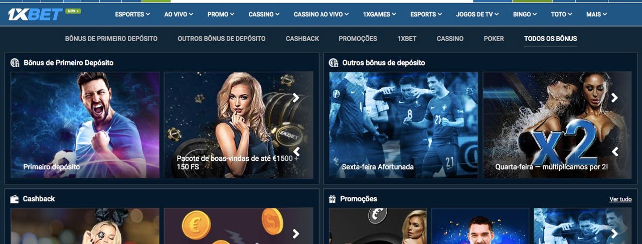 1xBet promoções e bónus